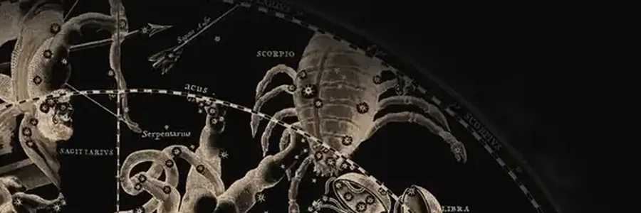 Cellarius'un gök atlasından Akrep burcunun bulunduğu bölüm; takımyıldızı figürleri ve burcun Latince adı (SCORPIO) görünüyor.