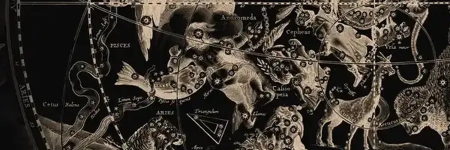 Cellarius'un gök atlasından Balık burcunun bulunduğu bölüm; takımyıldızı figürleri ve burcun Latince adı (PISCES) görünüyor.