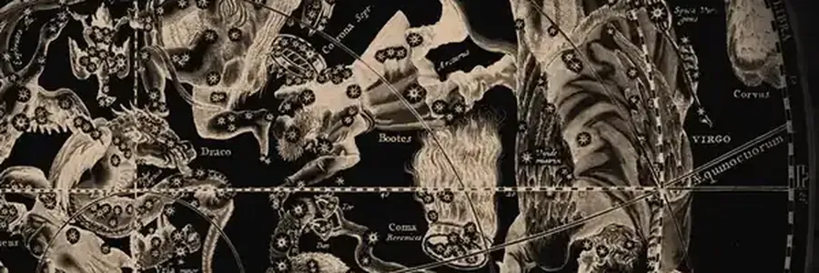 Cellarius'un gök atlasından Başak burcunun bulunduğu bölüm; takımyıldızı figürleri ve burcun Latince adı (VIRGO) görünüyor.