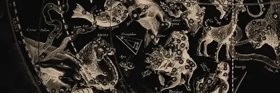 Cellarius'un gök atlasından Koç burcunun bulunduğu bölüm; takımyıldızı figürleri ve burcun Latince adı (ARIES) görünüyor.
